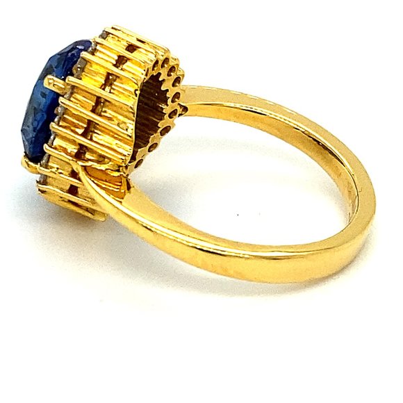 Blue Sapphire 7.00ct Diamonds Solid 18K Gold Ring - Picture 5 of 6